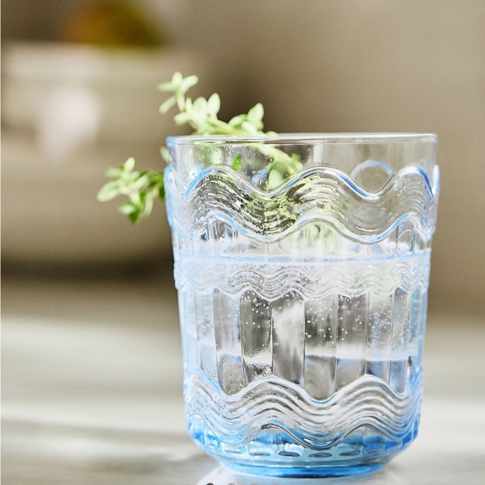 4 Anthropologie Blue Polly Textured Juice Glasses